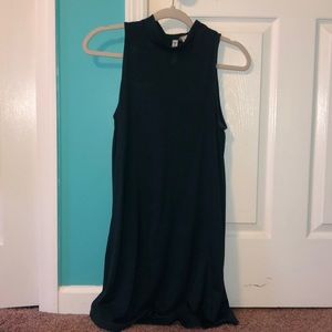 Green low turtle neck dress